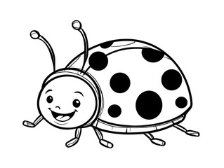 Fototapeta premium Ladybug with a big smile coloring page