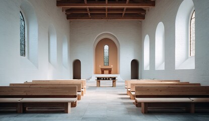 Empty modern church interior