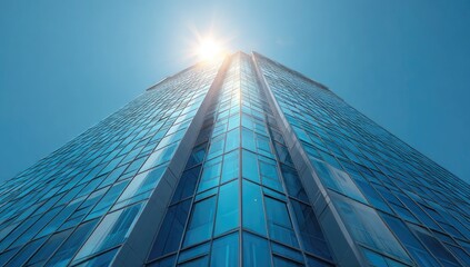 Modern skyscraper against a bright sky (1)