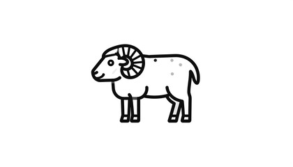 Fototapeta premium Simple black line drawing of a ram