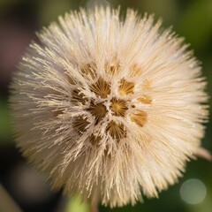 Abstract dew-kissed flower head in soft light, revealing intricate floral structures