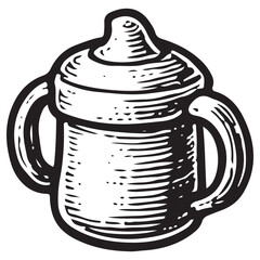 Baby Sippy Cup Line Art Vector Icon