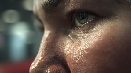 Close Up of Man's Eye with Focused Gaze and Detailed Skin Texture in Natural Light