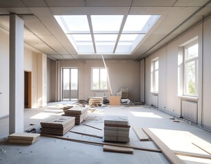 Interior of a room under construction