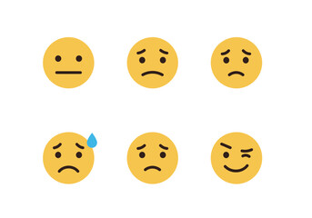 Fototapeta premium Collection of Sad and Worried Emoji Faces
