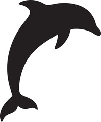 Graceful dolphin silhouette black vector icon style isolated on white background