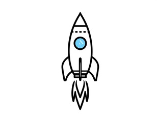 Simple rocket icon, outlined in black