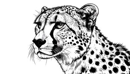 Close-up black and white cheetah portrait