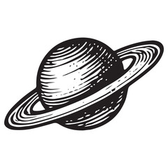 Retro Saturn Planet Drawing, Cosmic Symbol for Astrology & Spirituality, Vintage Space Art