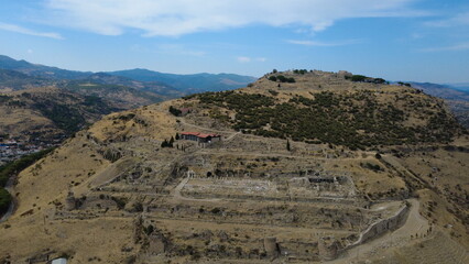 Aerial View of the Ancient City of Pergamon with Historical Ruins