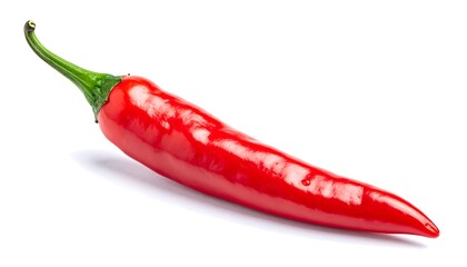 Single red chili pepper, isolated on white