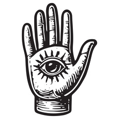 Mystical Hand with All-Seeing Eye, Esoteric Power Symbol, Cosmic Divine Protection Art