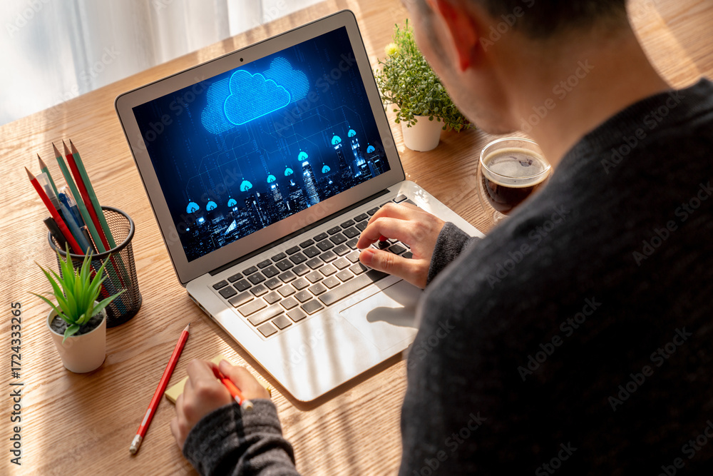 Poster cloud computing software for modish remote work and personal data storage