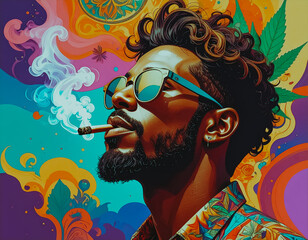 Portrait of man smoking, hippy style vibes