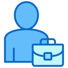 Professional Role Blue Fill Outline Icon Design Vector - person holding a briefcase, indicating job position or business professional