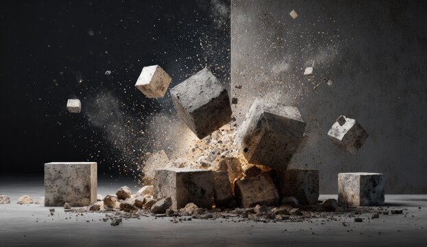 Exploding concrete blocks