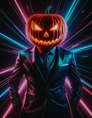 halloween background with pumpkin head