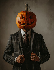businessman with pumpkin head