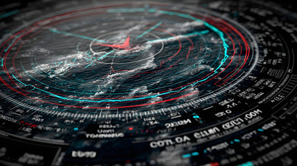 Digital radar screen with data visualization element