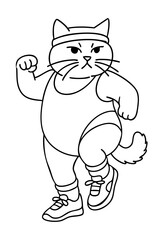 Determined Cat Mascot in Workout Gear