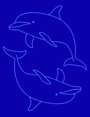 Simple Outline Drawing of Two Dolphins – Marine Animal Coloring Page