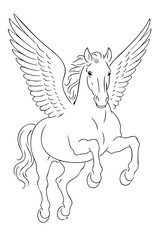 Pegasus Outline Drawing – Mythical Winged Horse