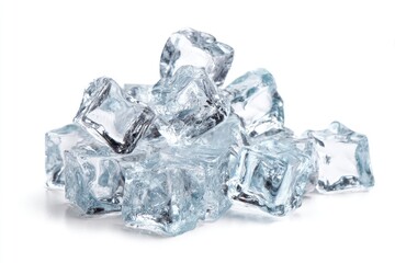 Obraz premium Pile of ice cubes on white background