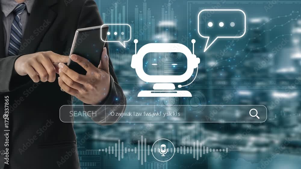 Poster ai assistant with voice chat interface, combining smart chatbot, voice command, and ai-powered contr