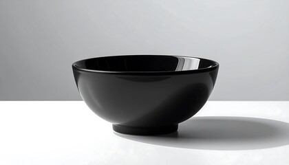Sleek black bowl on a white surface