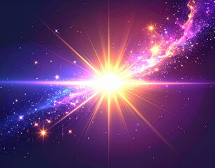 Fototapeta premium Bright sunlight PNG with star shine, space flare, and glowing flash Use this PNG sparkle for vector light effects or cosmic scenes