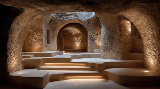 Futuristic Cave Architecture Interior Light and Shadow