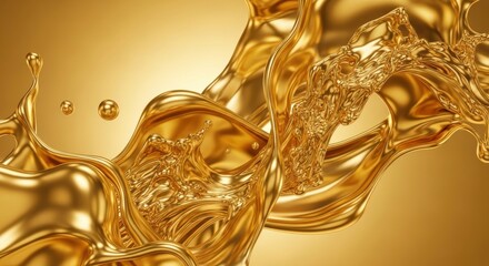 Luxurious Golden Liquid Abstract Forming Dynamic Shapes and Splashes
