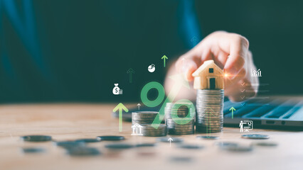 Real estate market growth driven by rising mortgage interest rates and smart investment strategies. Ideal for finance, property valuation, long-term wealth building concepts ,financial planning
