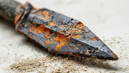 Close-up of an antique spearhead