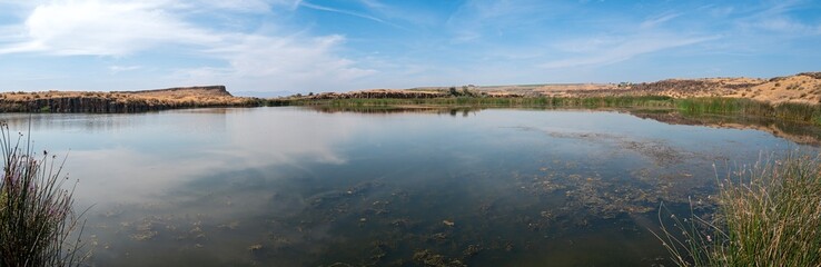 Panorama of Hutchinson Lake near Othello, Washington, USA