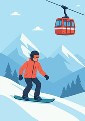 snowboarder with the ski lift
