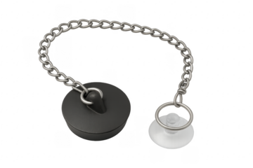 Black rubber drain plug with metal chain