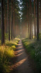 Obraz premium The Christian book cover features a peaceful path through a forest, symbolizing integrity and faith, with a clean background for the text.