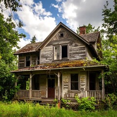 Abandoned house in a lush forest