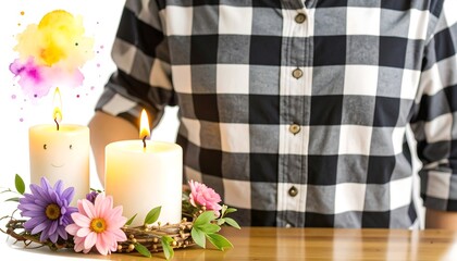 Two candles with flowers