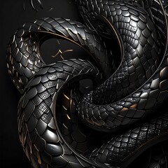 Intricate black snakes intertwined