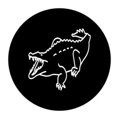 black and white illustration of crocodile icon