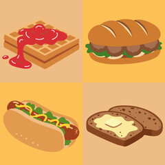 set illustration vector graphic of street food that is currently popular in Scandinavia
