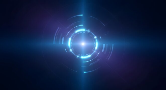 Modern cyber glowing blue circle visualization
