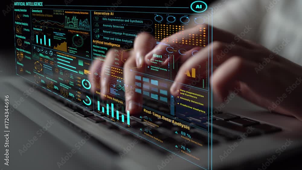 Aufkleber ai assistant brain processor with llm technology, big data, machine learning, generative ai for busi