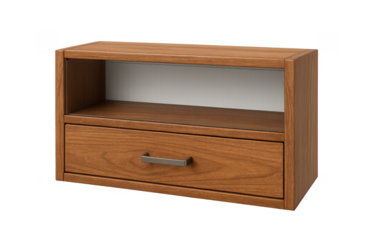 Wooden nightstand furniture with drawer and open shelf