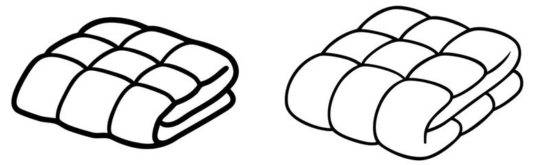 Quilted blankets with square stitching, down, synthetic and cotton duvets for cozy warm bedding