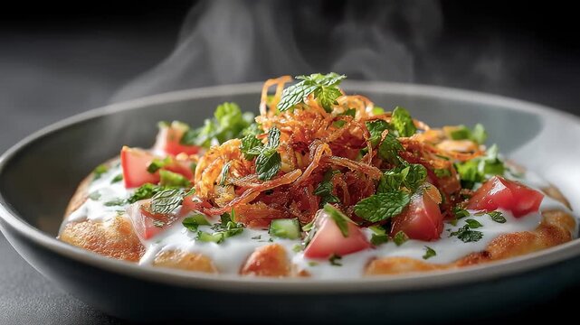 Steaming Delicious Flatbread Topped with Fresh Vegetables