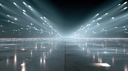 Abstract Sci Fi Holographic Blue Light Glowing Futuristic Corridor