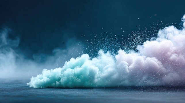 Abstract Smoke and Fog Isolated on Black Background with Dramatic Lighting Cyan and Pink Hues Evoking Mystery and Ethereal Ambience for Creative Projects
